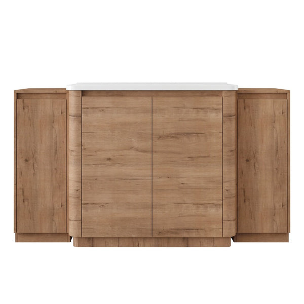 English Elm 60" Freestanding Double Sink Bathroom Vanity with Soft-close Doors and Three Drawers W999S00514