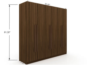 English Elm Gramercy 82" Wardrobe Organizer with Soft-Close Doors, Aluminum Rods, Shelves & Center Drawers Chestnut B365S00003