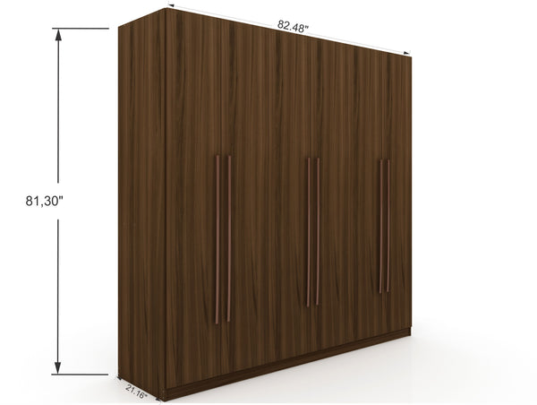 English Elm Gramercy 82" Wardrobe Organizer with Soft-Close Doors, Aluminum Rods, Shelves & Center Drawers Chestnut B365S00003