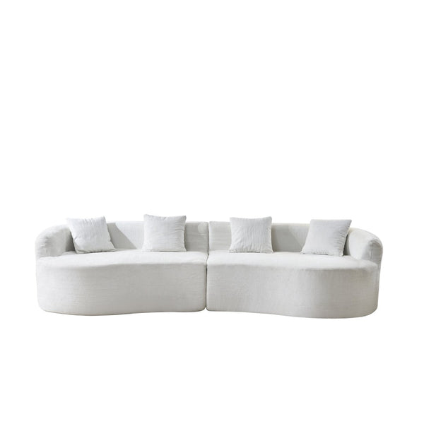 English Elm 111" L Shaped Cloud Sofa Plush Chenille Upholstered High Density Foam Apartment Living Room Beige W1669S00057