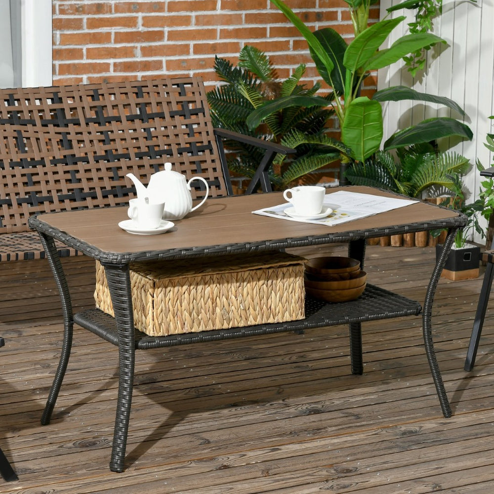 English Elm Outsunny Hand-Woven Rattan Coffee Table With Storage Shelf – Stylish, Weather-Resistant Outdoor Table W2225P174031-GIGA