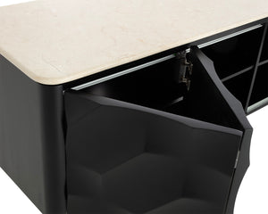 Sunpan Lautrec Sideboard - Modern Bold Design With Cream Marble Top & Antique Brass Legs For Stunning Elegance Black Marble 111546