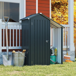 English Elm Campcraft Galvanized Steel Outdoor Storage Cabinet with Lockable Compartment and Firewood Rack W1598P382301