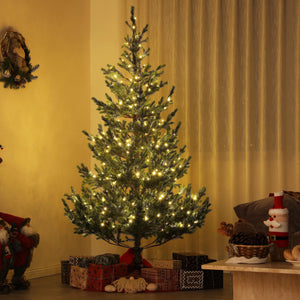 English Elm Homcom 6Ft Prelit Cedar Christmas Tree With Dual-Color Leds, Easy Assembly & 1933 Tips For Festive Cheer W2225P249693