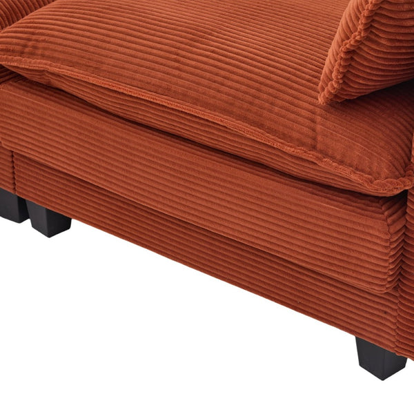 English Elm United We Win Modular Corduroy Sectional with Ottoman Low Profile Living Room Couch Orange W1568S00258