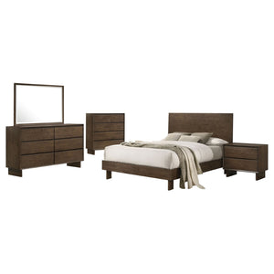 English Elm Hemlock Warm Brown Eastern King Bedroom Set with Platform Bed and Floating Base B062S01536