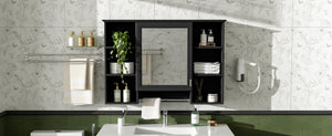 English Elm 3-in-1 Wall Mounted Bathroom Medicine Cabinet with Soft Close Mirror and Towel Bar Black N710P358613B