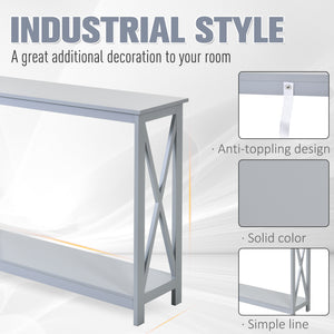 English Elm HOMCOM Elegant 2-Tier Console Table with Lower Shelf and X Frame, Space-Saving Entryway Accent Table Grey W2225P217207
