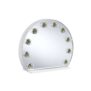English Elm Alma Hollywood Vanity Mirror White Frame with Exposed Bulb Sockets for Bedroom Walls B2726P445768