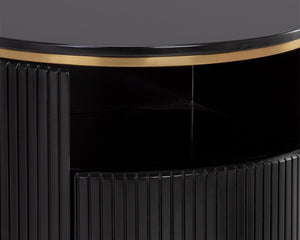 Sunpan Paloma End Table - Luxurious Sculptural Design with Antique Gold Accents for Elegant Interiors Black