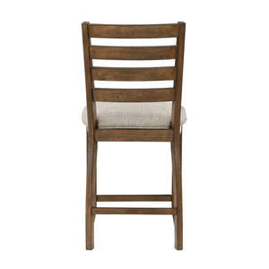 English Elm Counter Height Ladder-Back Chairs Set of 2 in Traditional Cherry Finish with Beige Padded Seats, 25.5" Seat Height, Arts & Crafts Appeal B011P263745