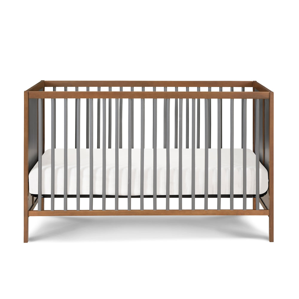 English Elm Pixie Finn 3-in-1 Convertible Crib with Island Design, Solid Wood, Low Profile, 3 Mattress Heights Walnut Brown B022P204874