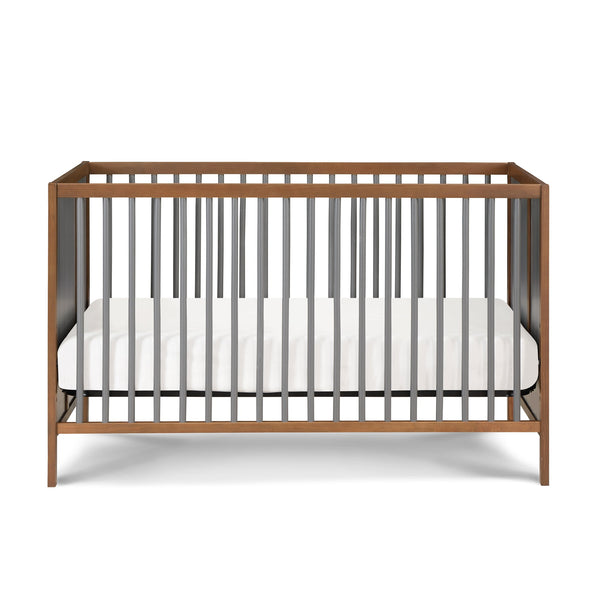 English Elm Pixie Finn 3-in-1 Convertible Crib with Island Design, Solid Wood, Low Profile, 3 Mattress Heights Walnut Brown B022P204874