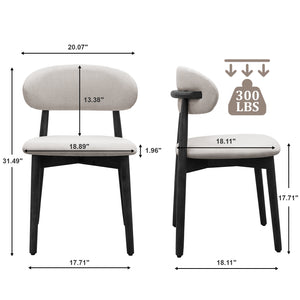 English Elm Flax Grey Cotton-Linen Upholstered Dining Chair Set of 4 — Ergonomic Back, High-Density Foam, Solid Wood Legs, 300lb Capacity T3967P381438