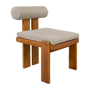 English Elm Outdoor Acacia Wood Dining Chairs Set of 2 with Sculptural Cylindrical Backrest Cushions N776P387625D