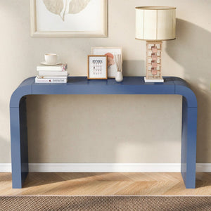 English Elm U_style Acacia Veneer Minimalist Console Table Slim Two Leg Frame for Entryway Halls N711P213374V