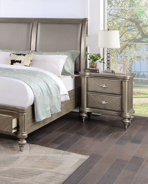 English Elm Luxury Glam Antique Silver-Champagne Nightstand with 2 Drawers, Modern Bedside Storage 28x18x28" B011P210121