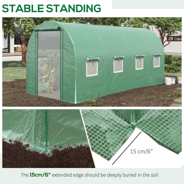 English Elm Outsunny Walk-in Hoop Greenhouse Steel Frame Pe Cover Ventilation for Year-round Growing W2225P217790