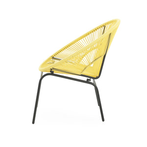 English Elm Christopher Knight Home® - NUSA Modern Outdoor Wicker Club Chairs Set of 2 with Durable PE Rattan Weave and Sleek Iron Frame Yellow N775P198603Y