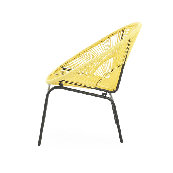 English Elm Christopher Knight Home® - NUSA Modern Outdoor Wicker Club Chairs Set of 2 with Durable PE Rattan Weave and Sleek Iron Frame Yellow N775P198603Y