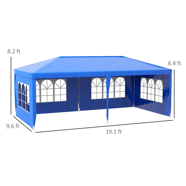 English Elm Outsunny 9.6' X 19' Outdoor Event Tent With Removable Sidewalls, Perfect For Weddings & Gatherings! W2225P175526-GIGA