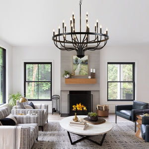 English Elm 39.3 Inch Wood Wagon Wheel Chandelier with Seeded Glass Shades 20-light Farmhouse W5008P464942