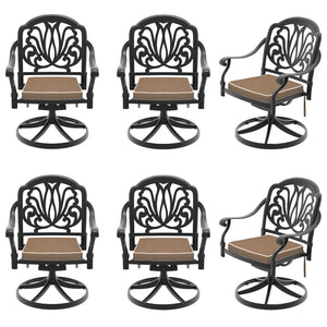 English Elm Cast Aluminum Swivel Patio Chair Set with Ornate Frame and All-weather Cushions W1710S00671