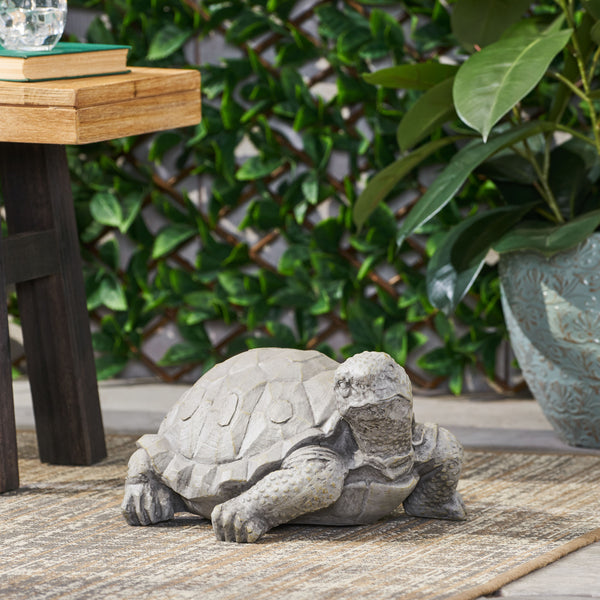 English Elm Christopher Knight Home® - TURTLE Handcrafted Outdoor Garden Statue in Dark Gray Cast Stone, Weather-Resistant Vintage Accent (12.5" W) 70872.00DGRY