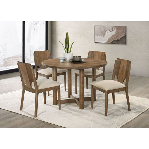English Elm Graham Walnut Wood Dining Chairs with Beige Seat Cushions Modern Set of Two B062P441071