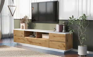 English Elm Modern Tv Stand For Up To 80" Tvs - Sleek Media Console With Multi-Functional Storage & Cable Management WF313575AAP