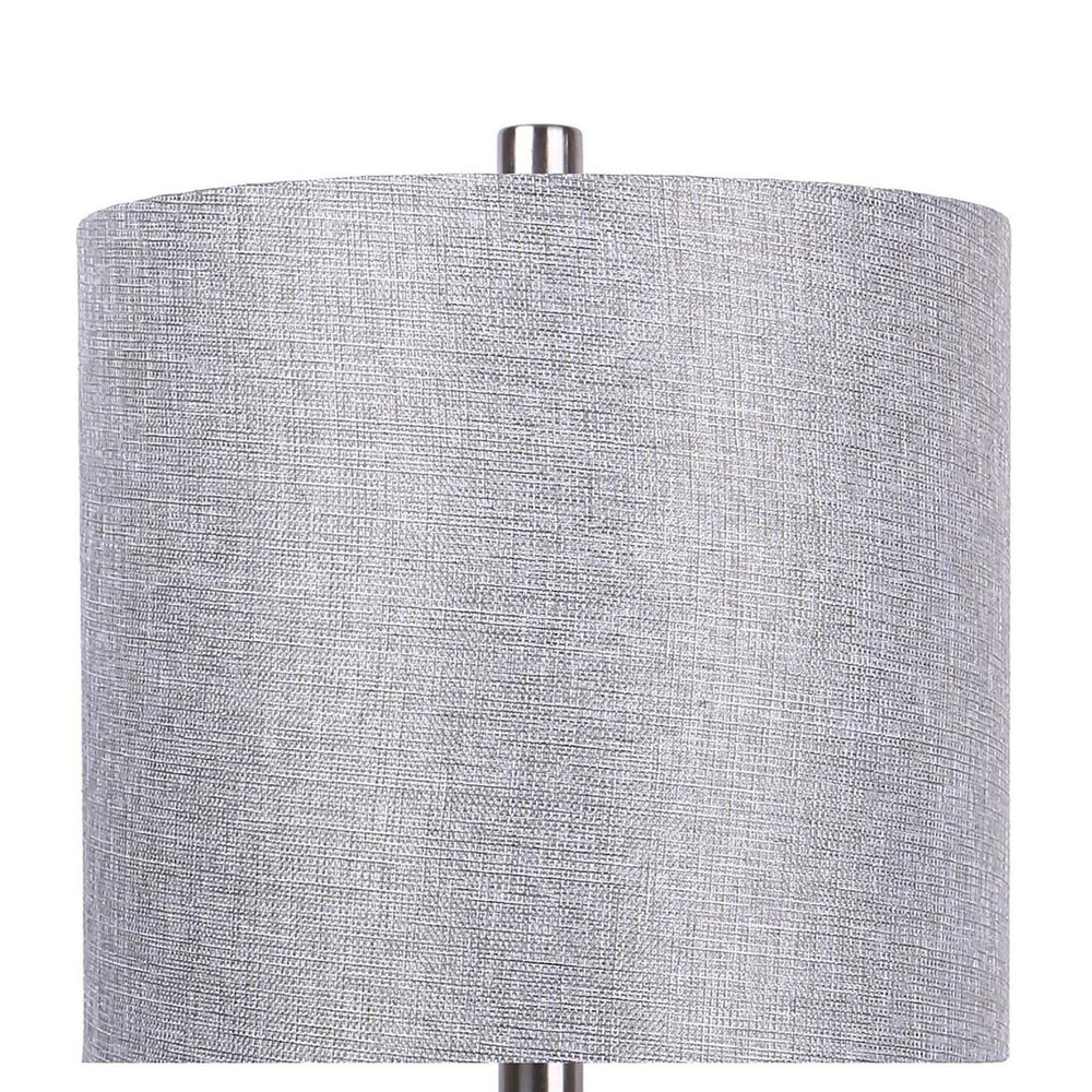 English Elm Gemma 23" Contemporary Metal Table Lamp Set of 2 — Brushed Nickel Hourglass Base with Grey Linen Shade, Modern Chic Lighting B202P224063