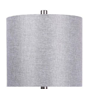 English Elm Gemma 23" Contemporary Metal Table Lamp Set of 2 — Brushed Nickel Hourglass Base with Grey Linen Shade, Modern Chic Lighting B202P224063