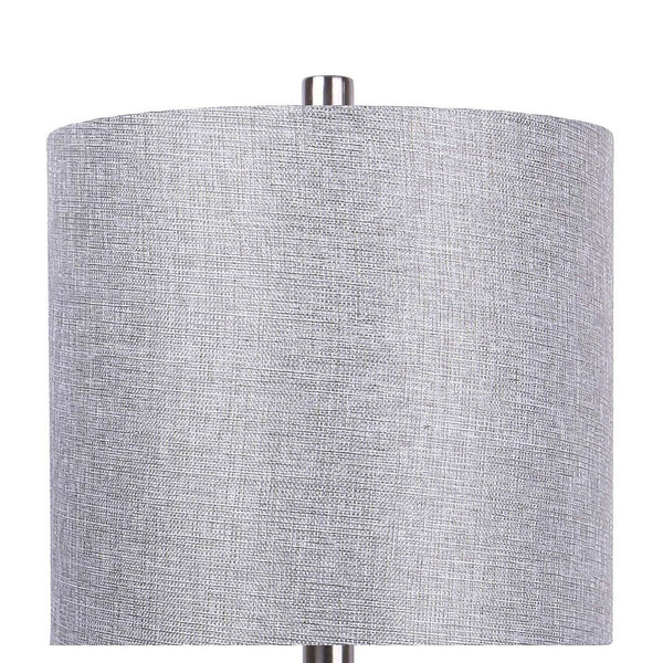 English Elm Gemma 23" Contemporary Metal Table Lamp Set of 2 — Brushed Nickel Hourglass Base with Grey Linen Shade, Modern Chic Lighting B202P224063