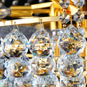 English Elm 28-Inch Gold Crystal Chandelier 15-Light French Empire Ceiling Light with 3000K LEDs, Dimmable Elegance W2869P411746