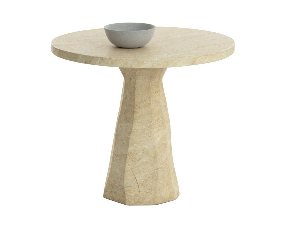 Sunpan KLIFF Bistro Table - Stylish Travertine-Look Concrete for Indoor & Outdoor Dining Spaces, 30" High 112371