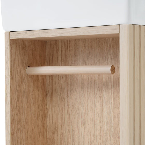 English Elm 18.6" Bathroom Vanity with Sink and Ceramic Top, MDF Cabinet with Door, TP Holder & Shelf Natural N725P212181N