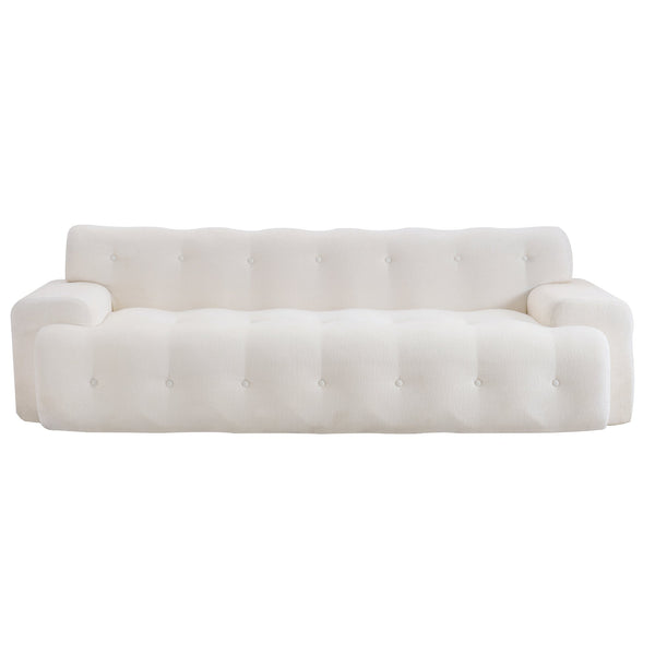 English Elm Christopher Knight Home® - 88 Cloud 3-Seater Chenille Sofa with Button Tufting, High-Density Foam Comfort, No-Assembly Modern Lounge White N773P342186W
