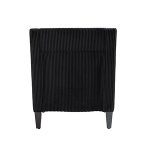 English Elm COOLMORE Modern Accent Chair with Plush Corduroy Upholstery, Solid Wood Frame and Two Pillows Black W395P195364