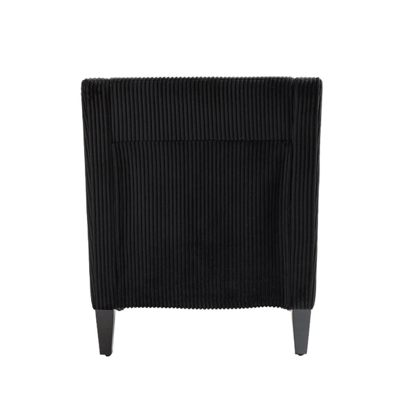 English Elm COOLMORE Modern Accent Chair with Plush Corduroy Upholstery, Solid Wood Frame and Two Pillows Black W395P195364
