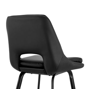 English Elm Amorel 30" Black Faux Leather Swivel Bar Stool with 4-Leg Metal Base — Durable, Stylish Seating B2736P268590