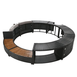 English Elm Spa Surround Spa Frame Patio Rattan Sofa Set with Storage, Mini Foam Cushions, Durable Steel Frame, Weather-Ready Comfort Grey SZ000060AEE