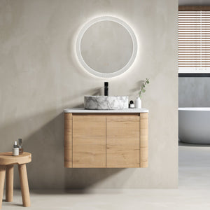 English Elm 30'' Wall-Mounted Bathroom Vanity With Elegant Ceramic Art Sink, Soft-Close Doors & Space-Saving Design W999S00390
