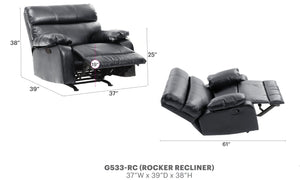 English Elm Stylish Black PU Rocker Recliner Sofa with Padded Arms, Modern Durable Design, Easy DIY Assembly B078108293