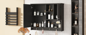 English Elm 36 Inch Wall Mounted Medicine Cabinet with HD Mirror, Adjustable Shelves, Towel Hooks, Modern Style Black N710P254924B