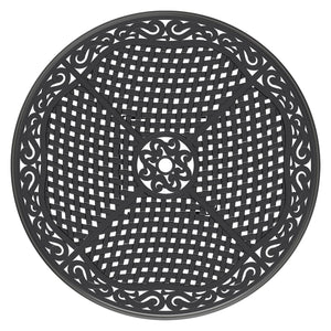 English Elm Ø48-inch Cast Aluminum Patio Dining Table for 6 – Round Black Frame, 160lb Capacity, Umbrella Hole W1710P166023