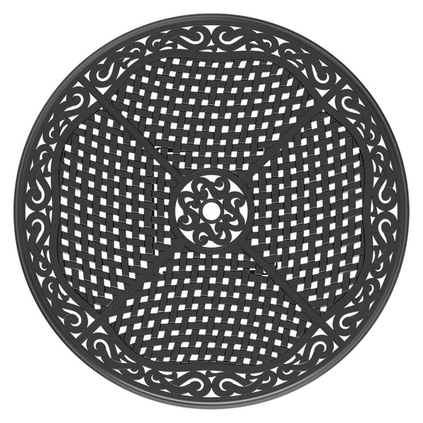 English Elm 7-Piece All-Weather Cast Aluminum Dining Set With 6 Swivel Chairs & Round Table For Outdoor Elegance P1 W1710S00442-GIGA