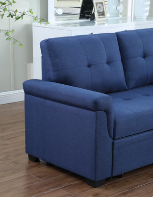 English Elm Jardin Reversible L-shaped Sectional Sleeper Sofa with Chaise Storage and Tufted Fabric Blue B2749S00007
