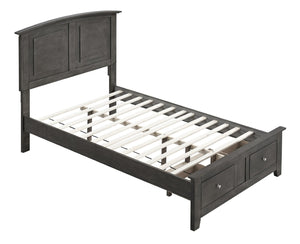 English Elm Hammond Farmhouse Twin Storage Bed with Panel Headboard and Two Under Drawer Gray B078S00674
