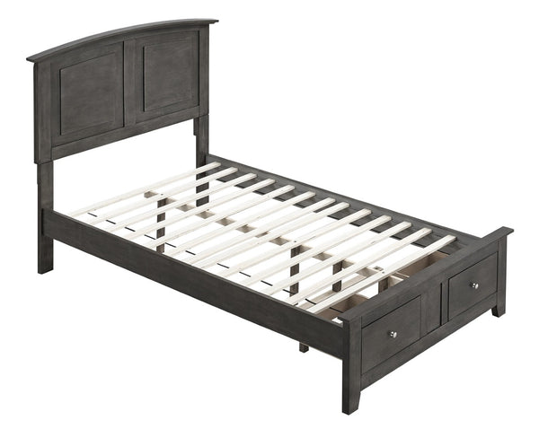 English Elm Hammond Farmhouse Twin Storage Bed with Panel Headboard and Two Under Drawer Gray B078S00674