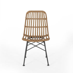 English Elm Sawtelle Outdoor Dining Chair Set Rattan Wrapped Metal Frame Patio Seating 65487.00LBRN